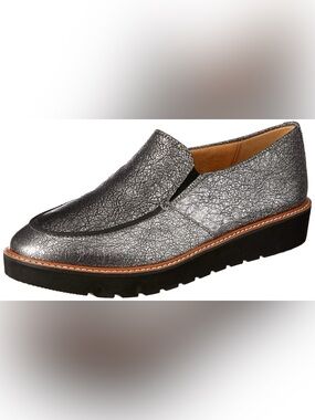 Naturalizer Women’s Aibileen Slip-On Loafer Silver Metallic Leather Size 8 EUC
